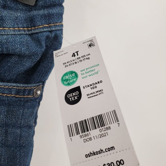 OshKosh Bgosh Classic Soft Jeans Denim Pants Toddler Boys Size 4T NWT - Picture 3 of 9